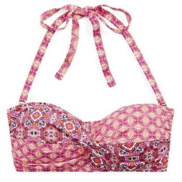 0255 NWT LAUREN Ralph Lauren PINK BANDEAU BIKINI TOP - Picture 4 of 8